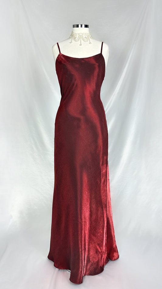 RED MERLOT IRIDESCENT SATIN GOWN