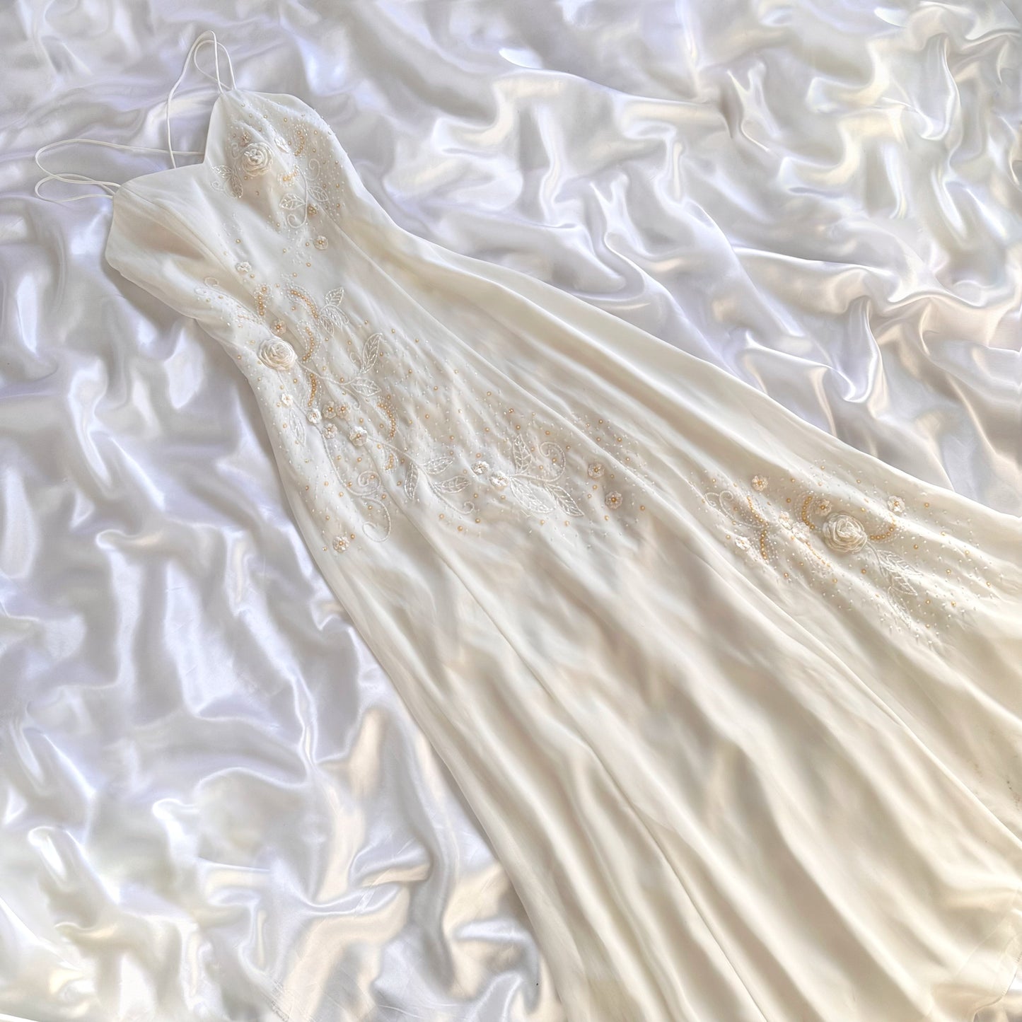 Beautiful Vintage Embellished Ivory Cream Maxi Dress