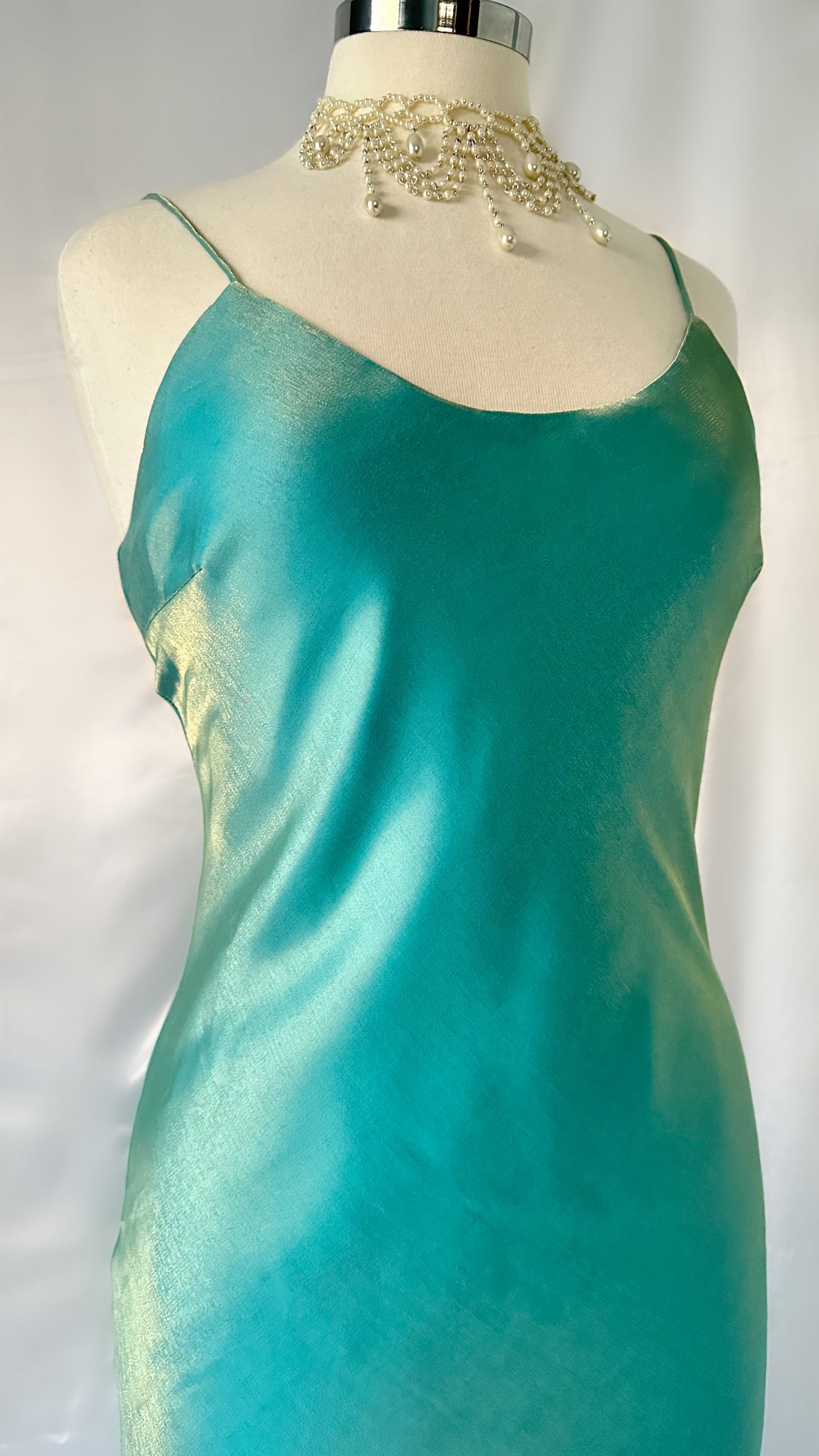 TURQUOISE BAY IRIDESCENT BACKLESS DRESS