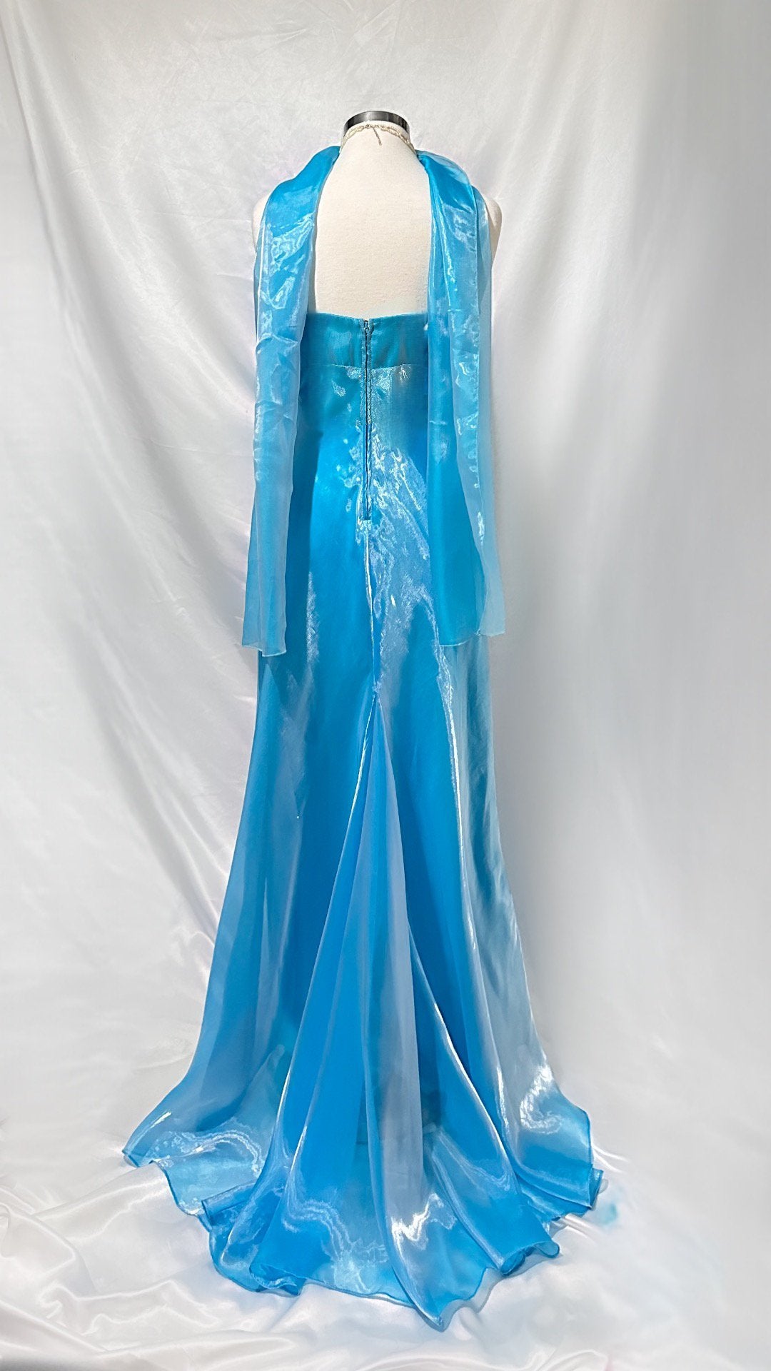 CRYSTAL BLUE WATERS IRIDESCENT STRAPLESS GOWN