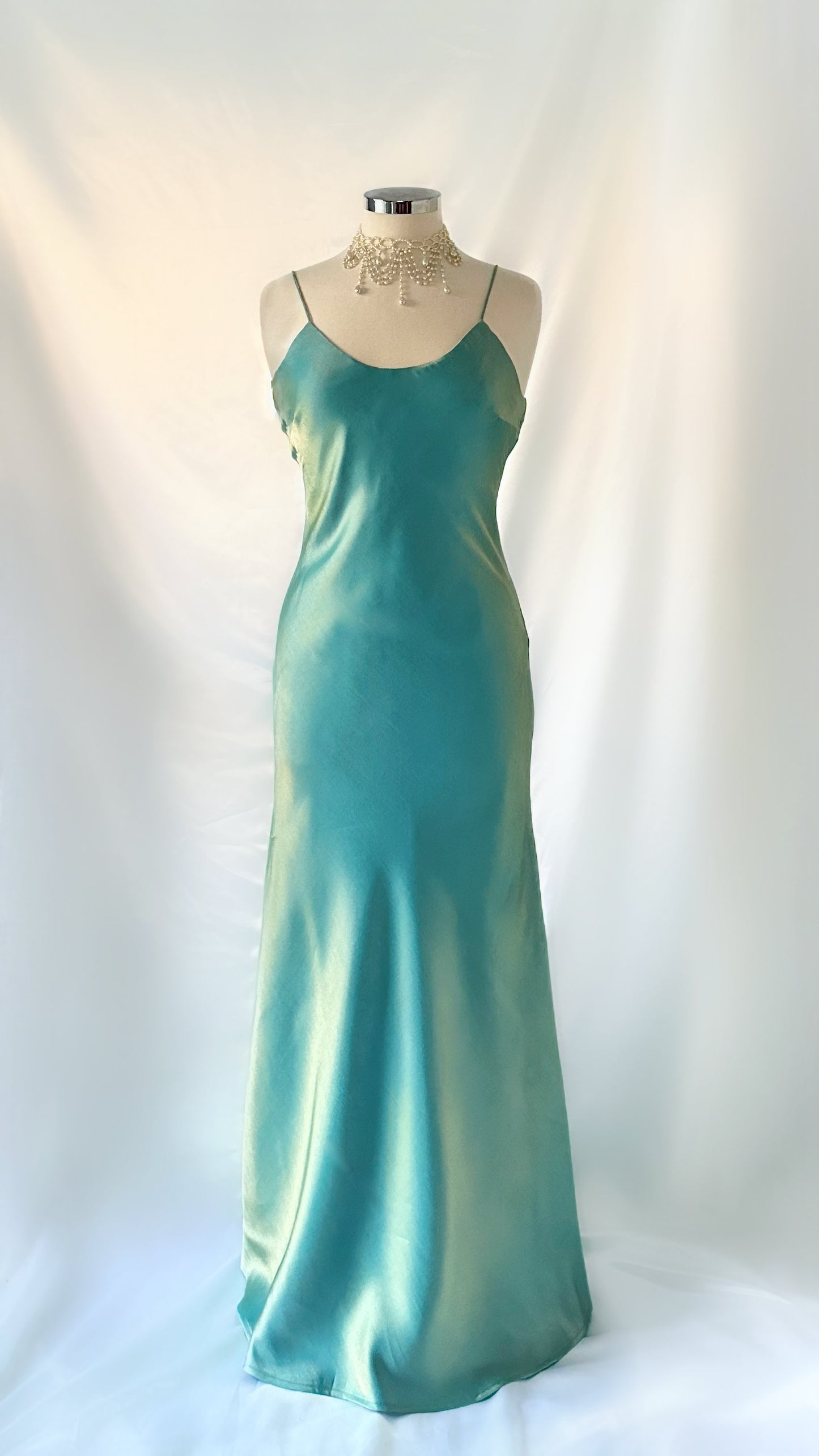 TURQUOISE BAY IRIDESCENT BACKLESS DRESS