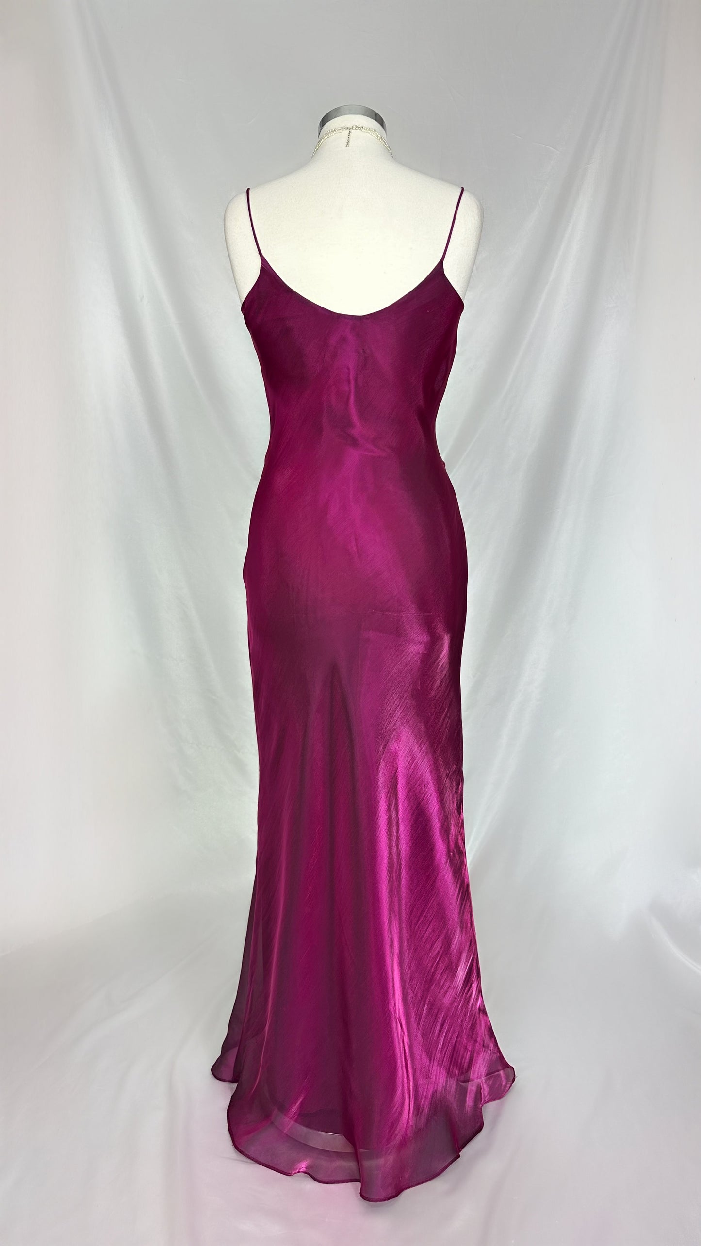 DARK FUCHSIA PINK IRIDESCENT FLOWER FALL MAXI DRESS