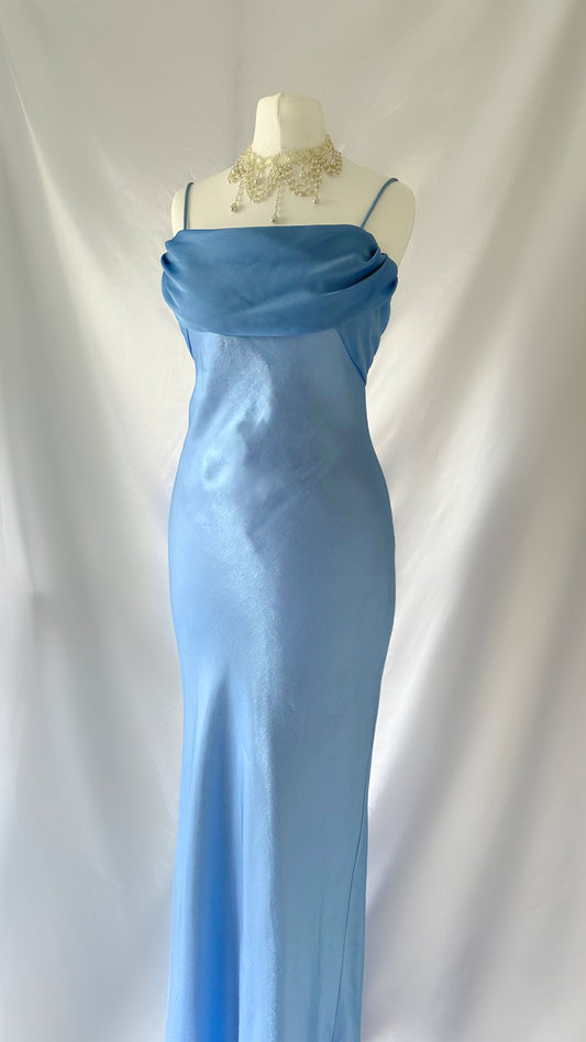 Ice Princess Vintage 90s Baby Blue Iridescent Mesh Gown
