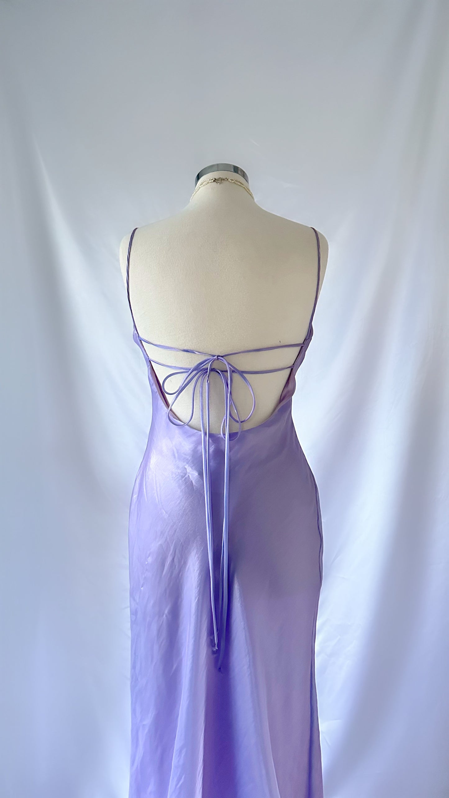 LILAC WATERS IRIDESCENT RHINESTONE BACKLESS GOWN & SCARF SET