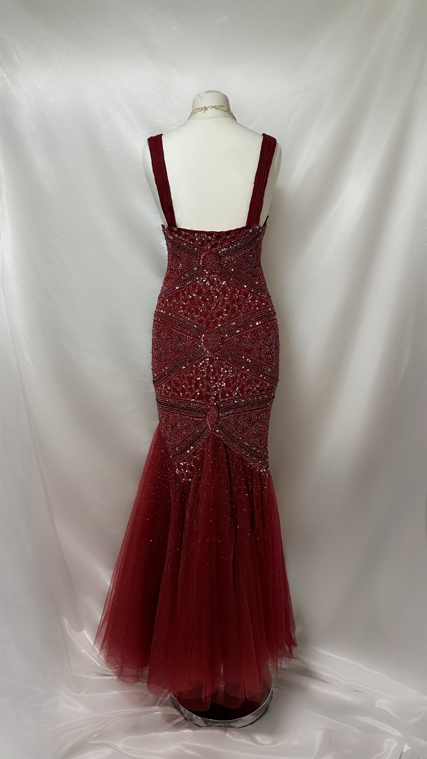 Dazzling Merlot Elegance Silk Tulle Prom Gown