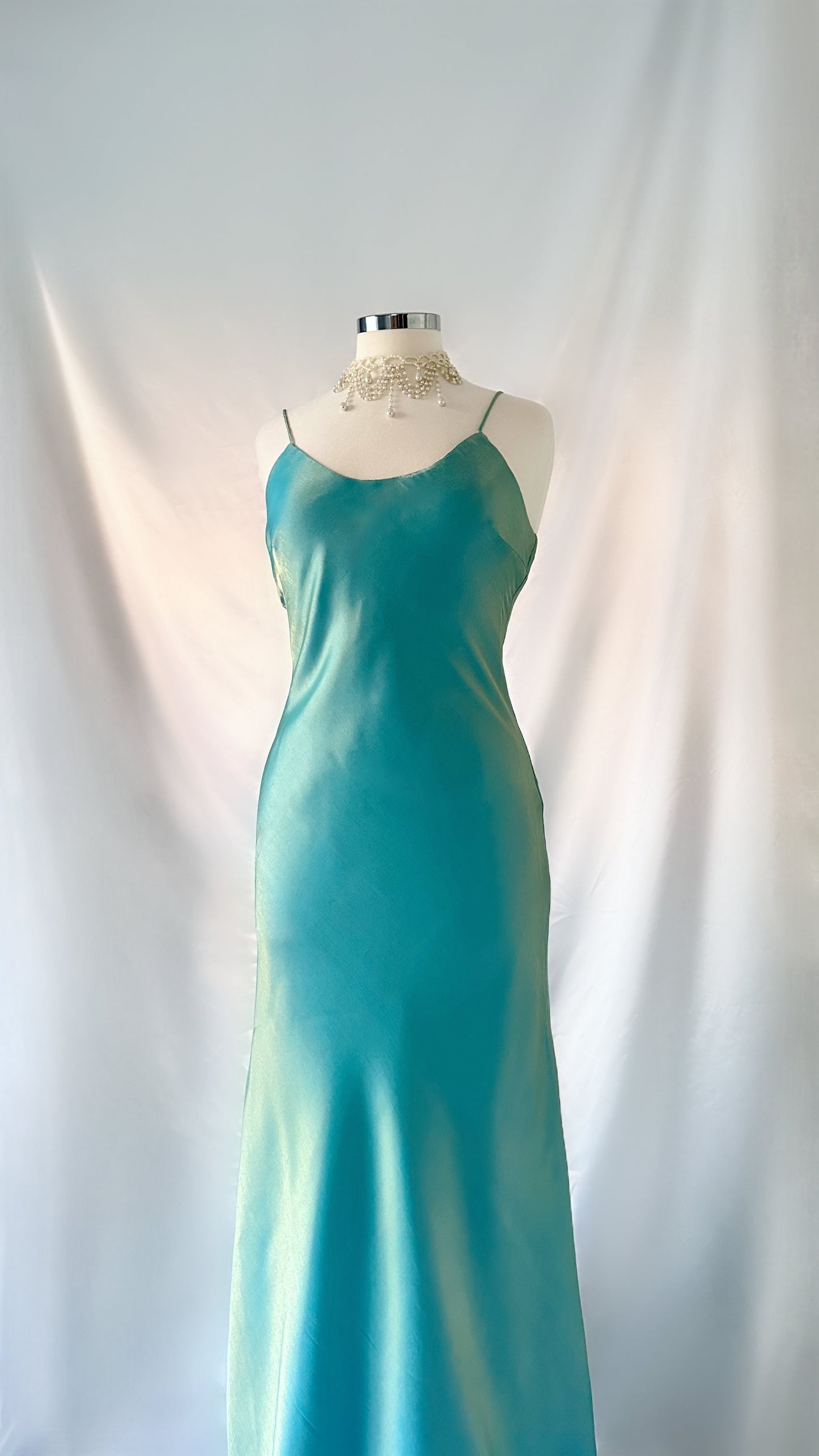 TURQUOISE BAY IRIDESCENT BACKLESS DRESS