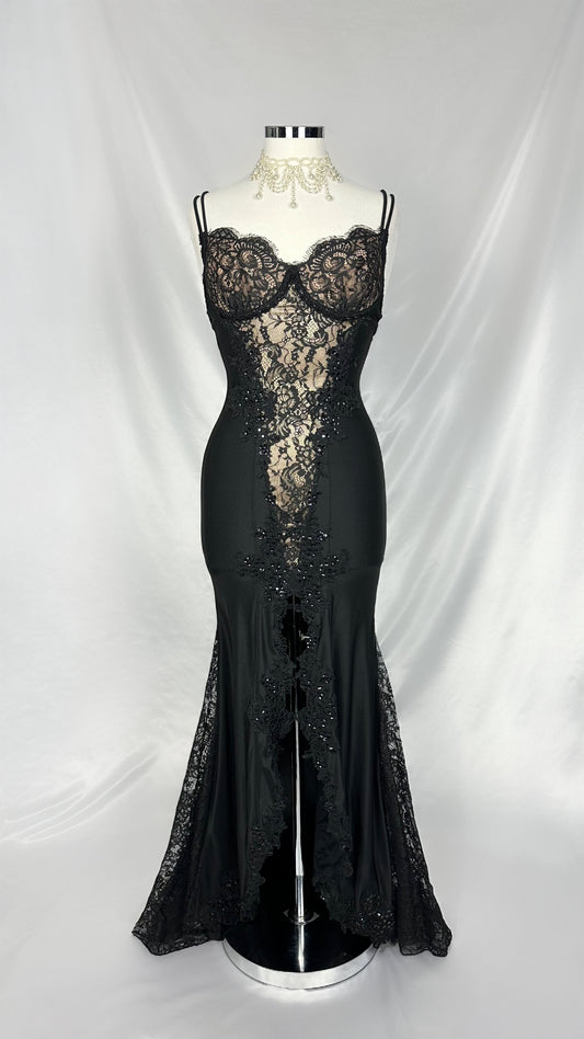 CATWALK COLLECTION LONDON NOIR LACE BUSTIER GOWN