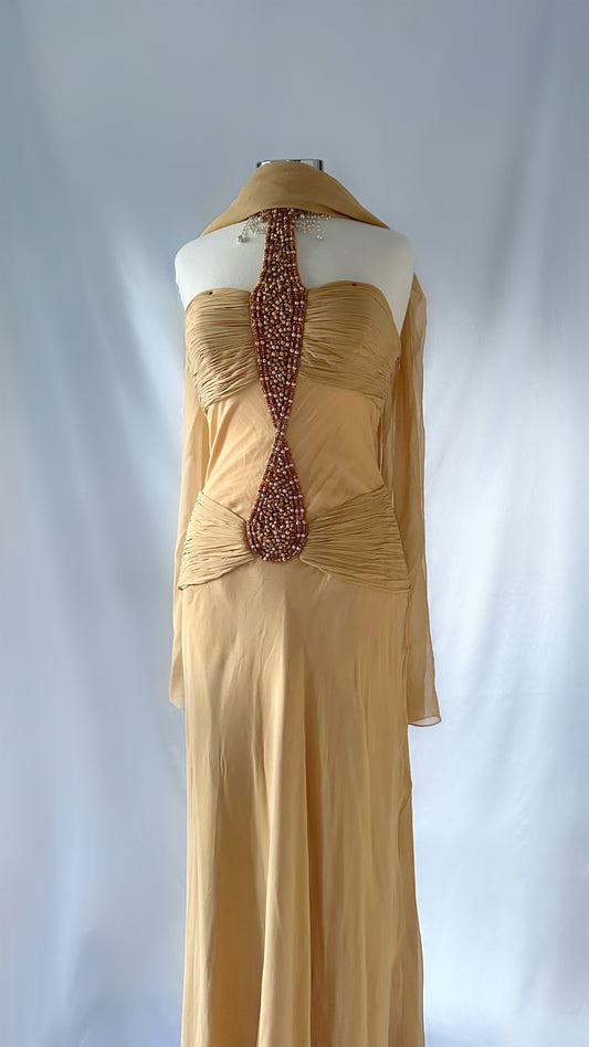 Stunning 00s Egyptian Princess Embellished Silk Gown Set