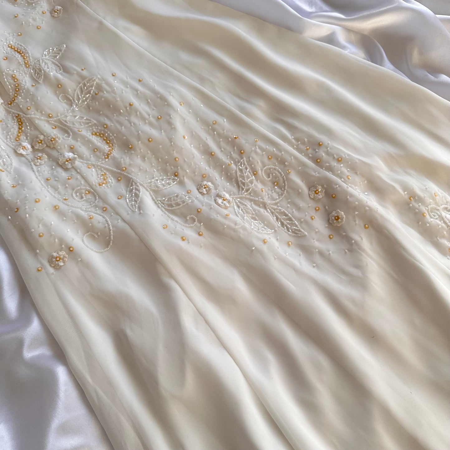 Beautiful Vintage Embellished Ivory Cream Maxi Dress