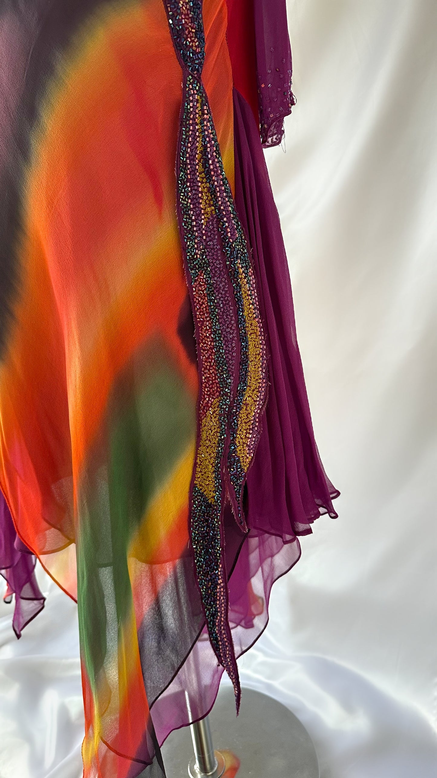 One Of A Kind Vintage 00s Purple Silk Tie Dye Abstract Dress Set