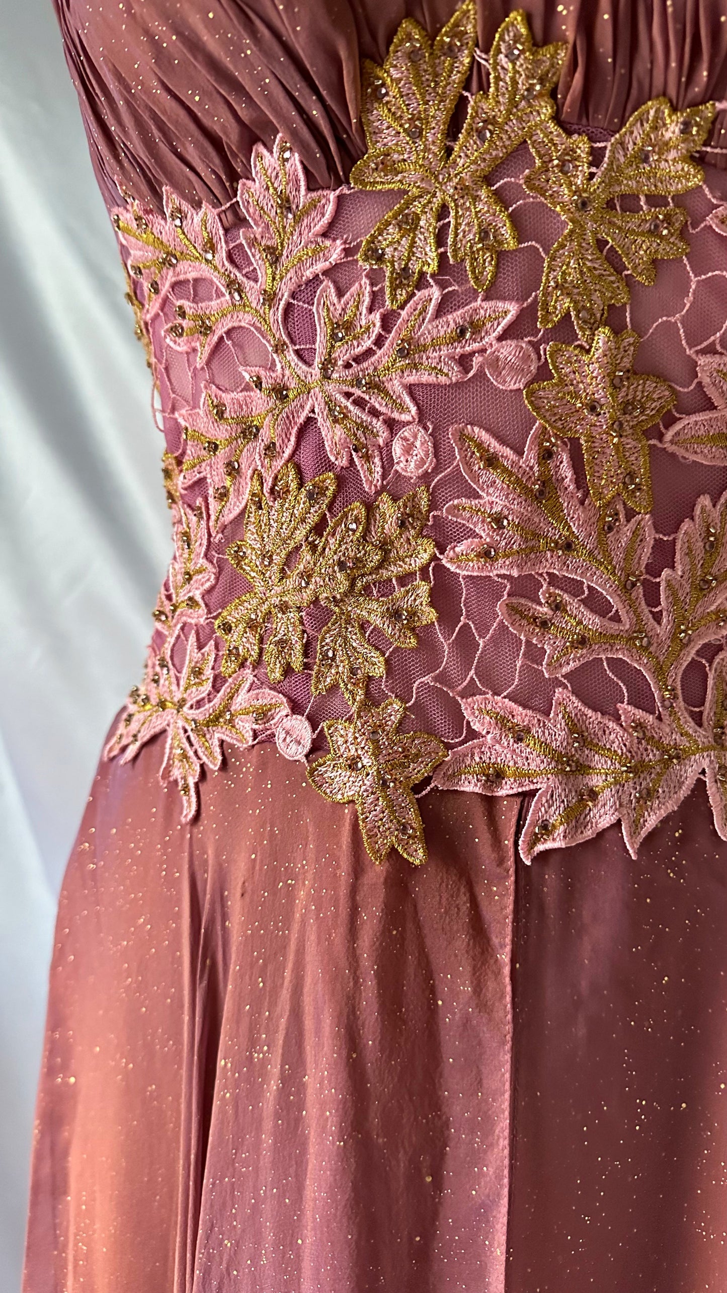 Purple Bronze Iridescent Vintage Silk Floral Fairy Gown