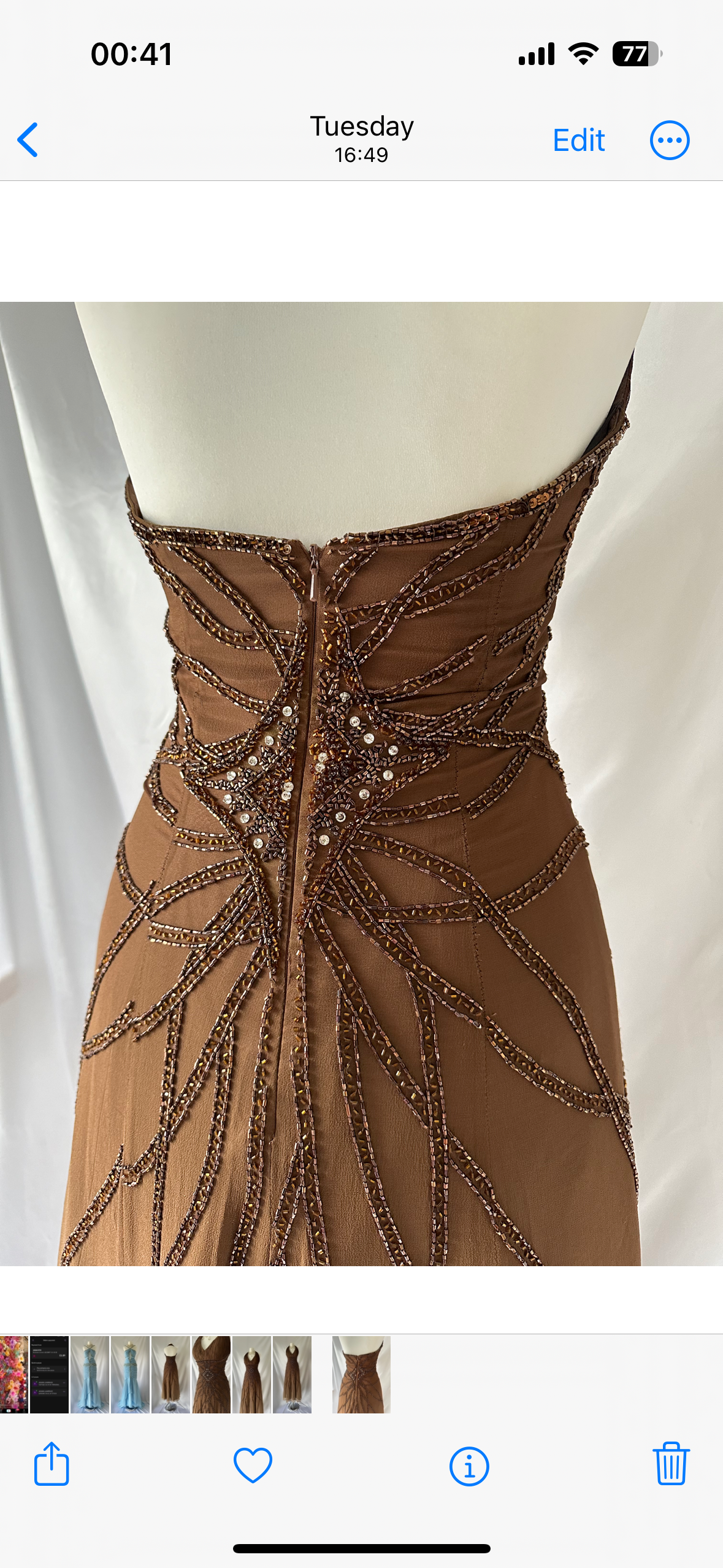 Chocolate Cocoa Soirée Vintage Embellished Silk Gown