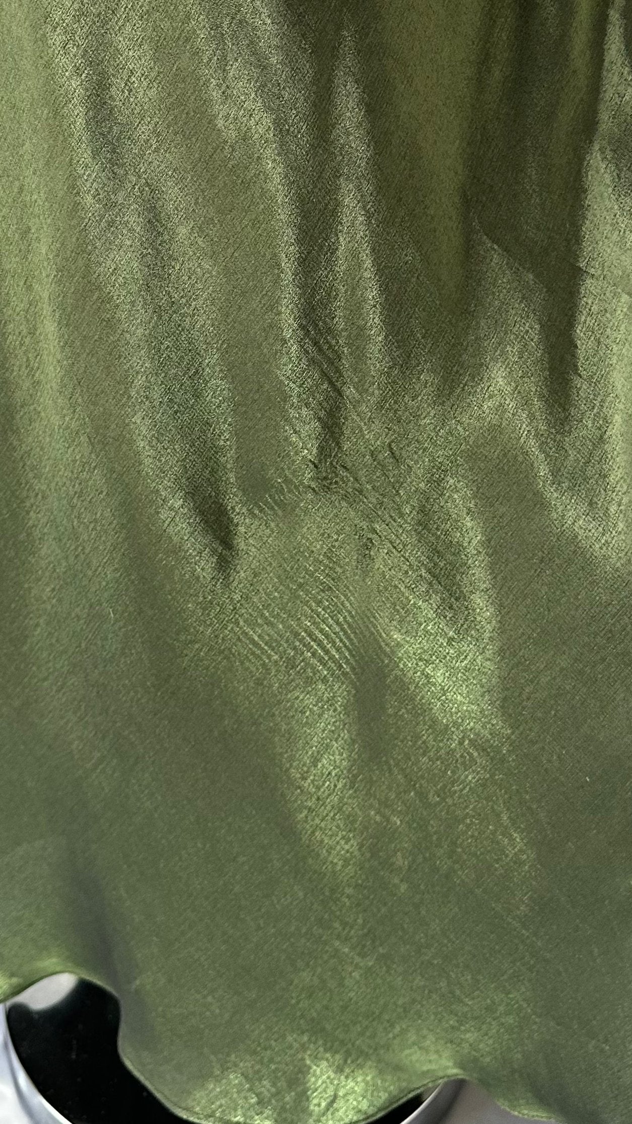 Iridescent Moss Green Vintage 00s Mesh Cowl Maxi Dress