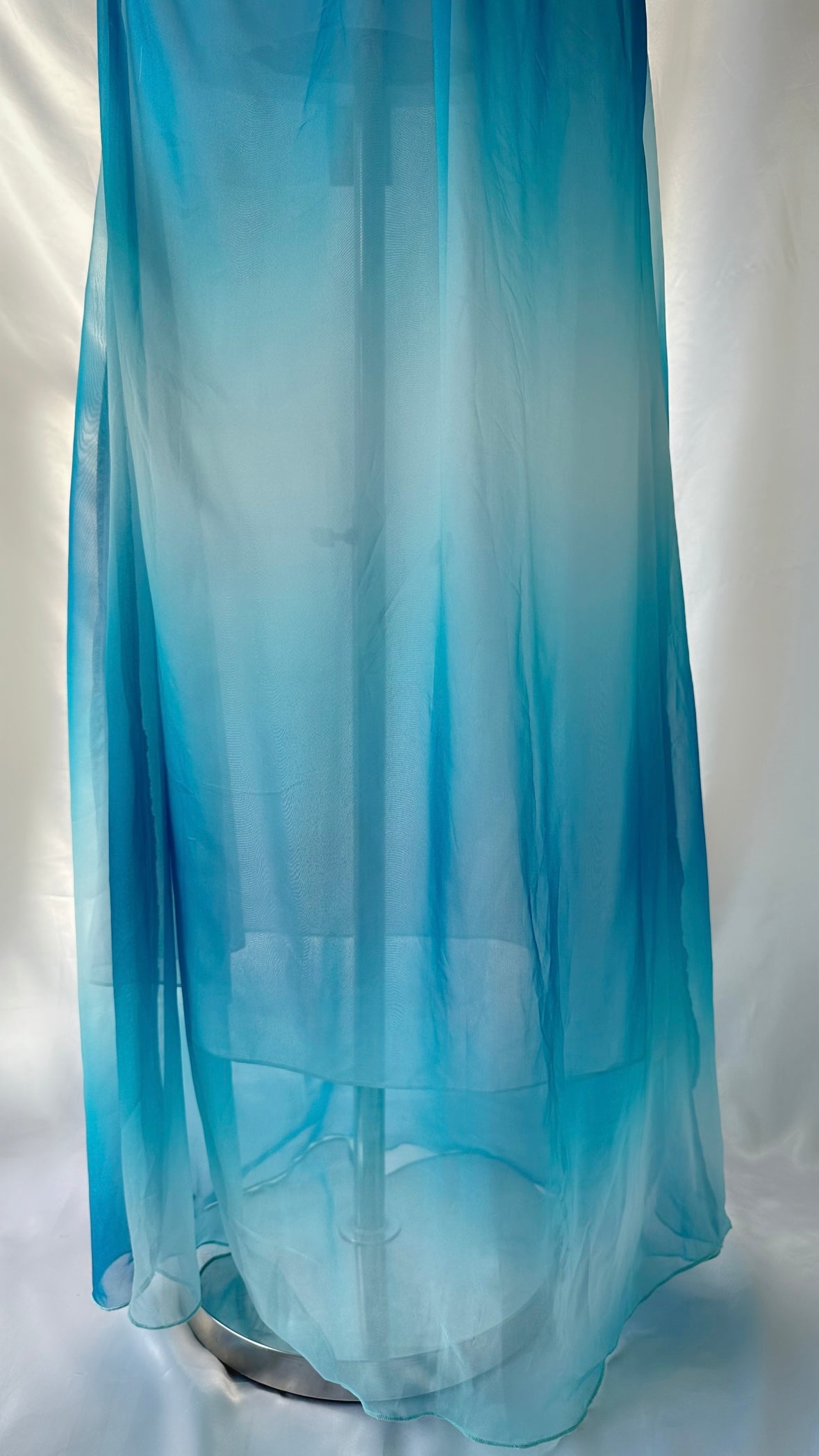 Ocean Paradise Vintage 00s Ombré Blue Silk Sheer Maxi Dress