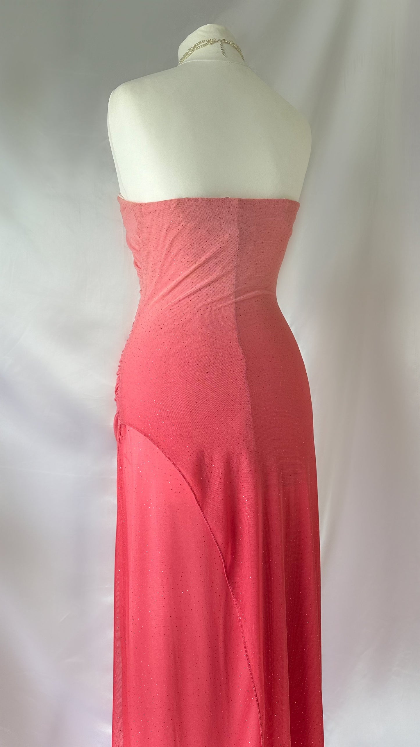 Gorgeous Vintage Sunset Peach Ombré Strapless Shimmery Dress
