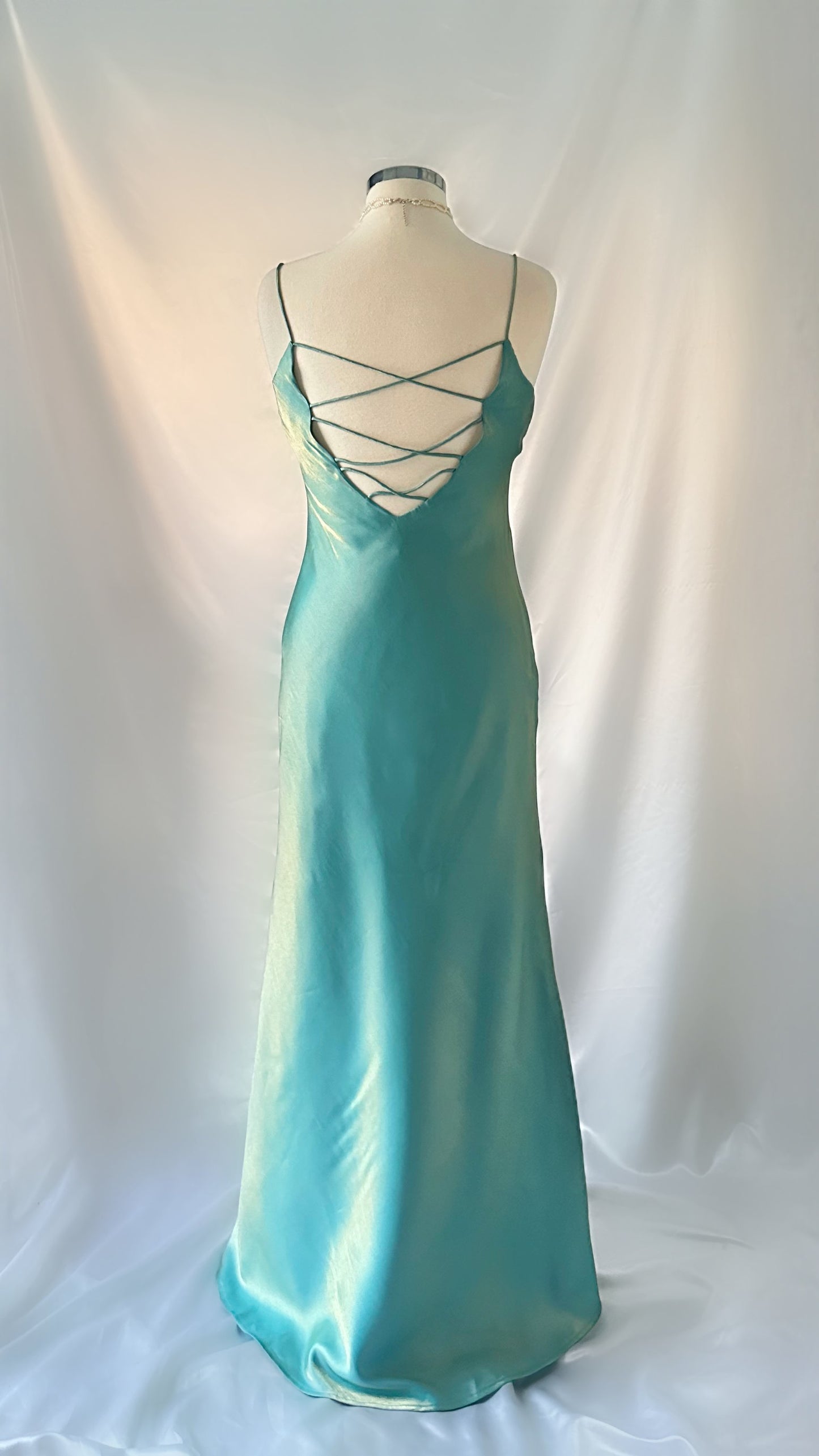 TURQUOISE BAY IRIDESCENT BACKLESS DRESS