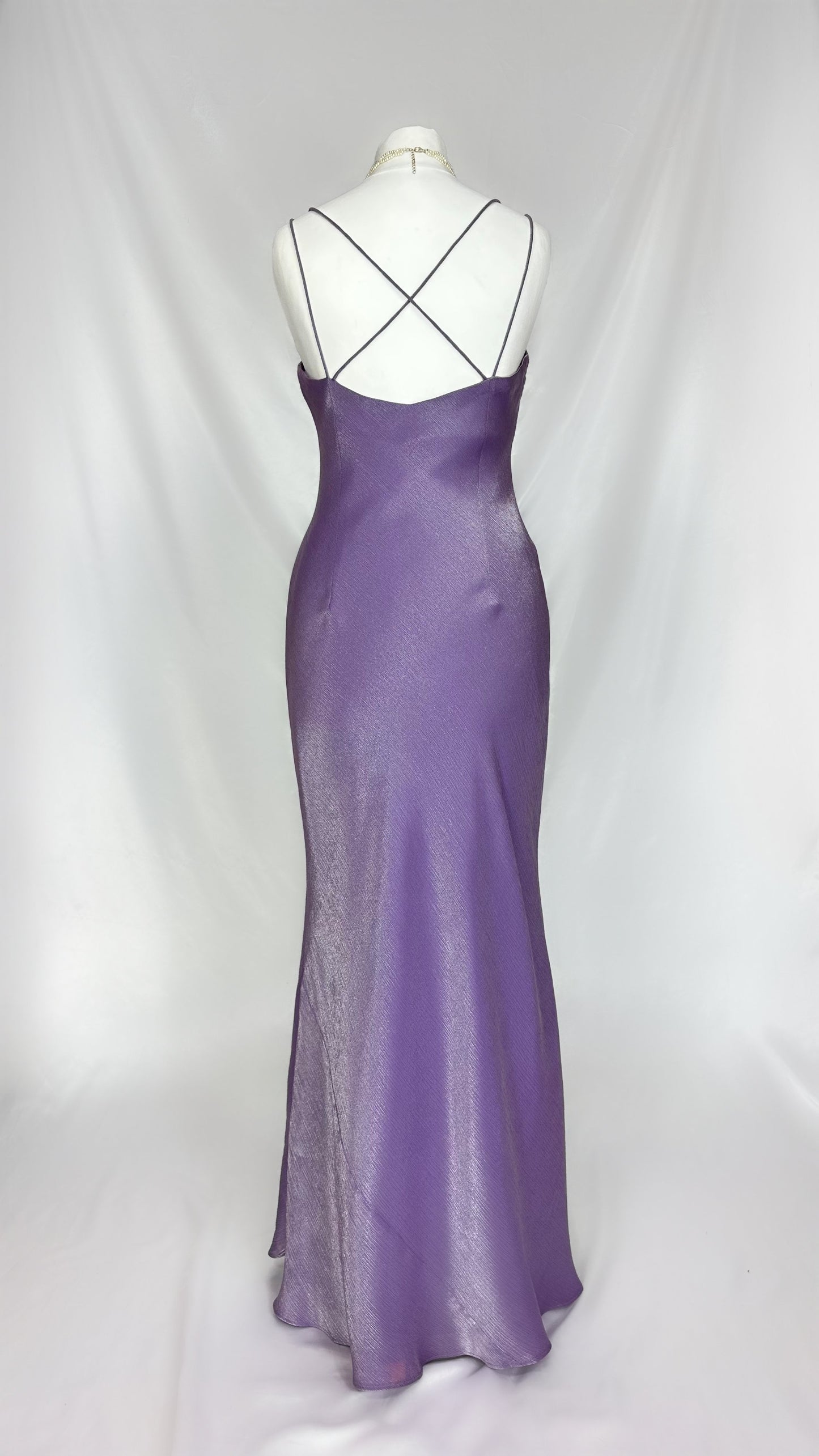 PURPLE STARDUST IRIDESCENT MAXI SLIP DRESS