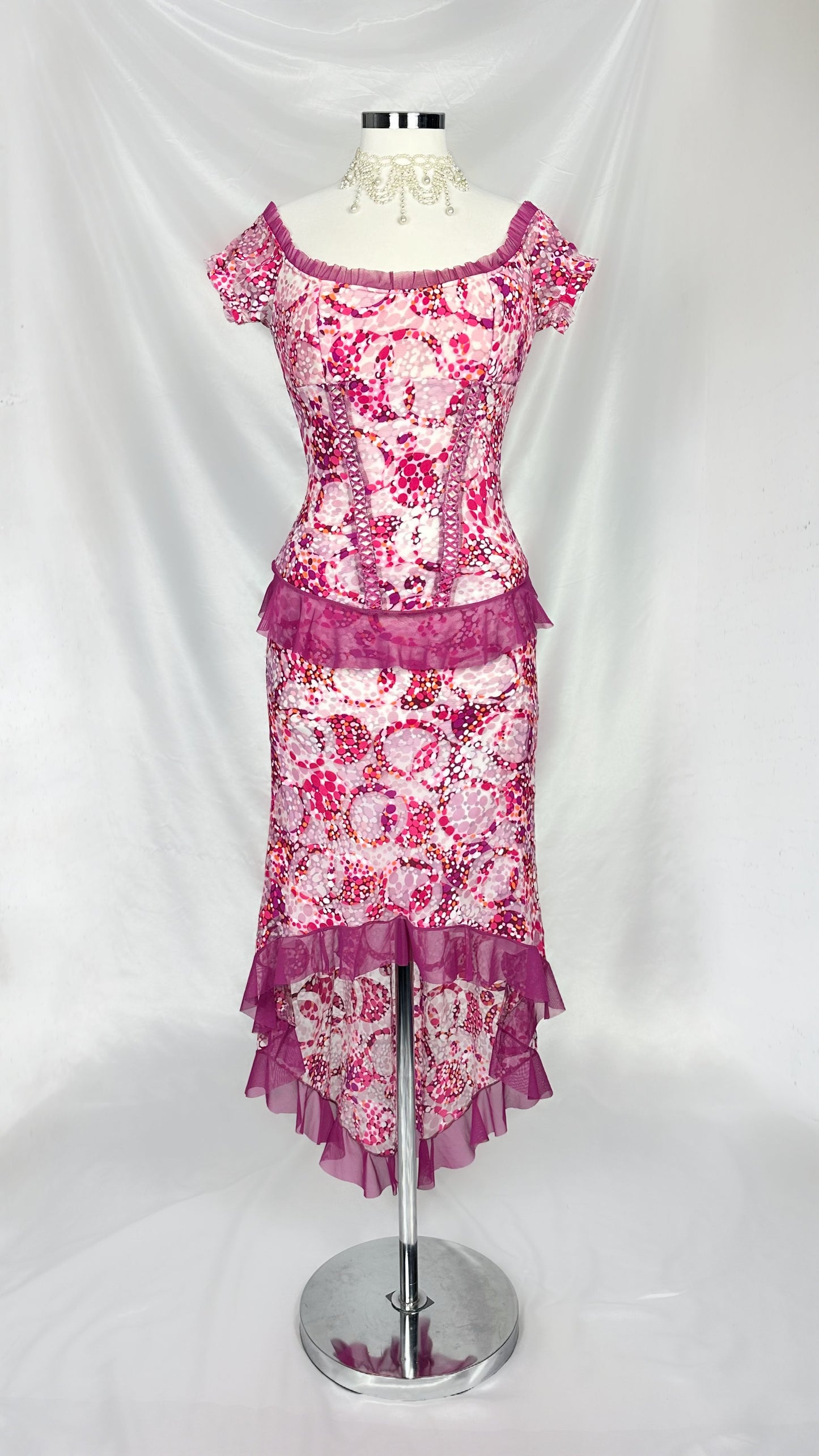 FUCHSIA FLOWER POP CORSET TOP & MIDAXI SKIRT SET