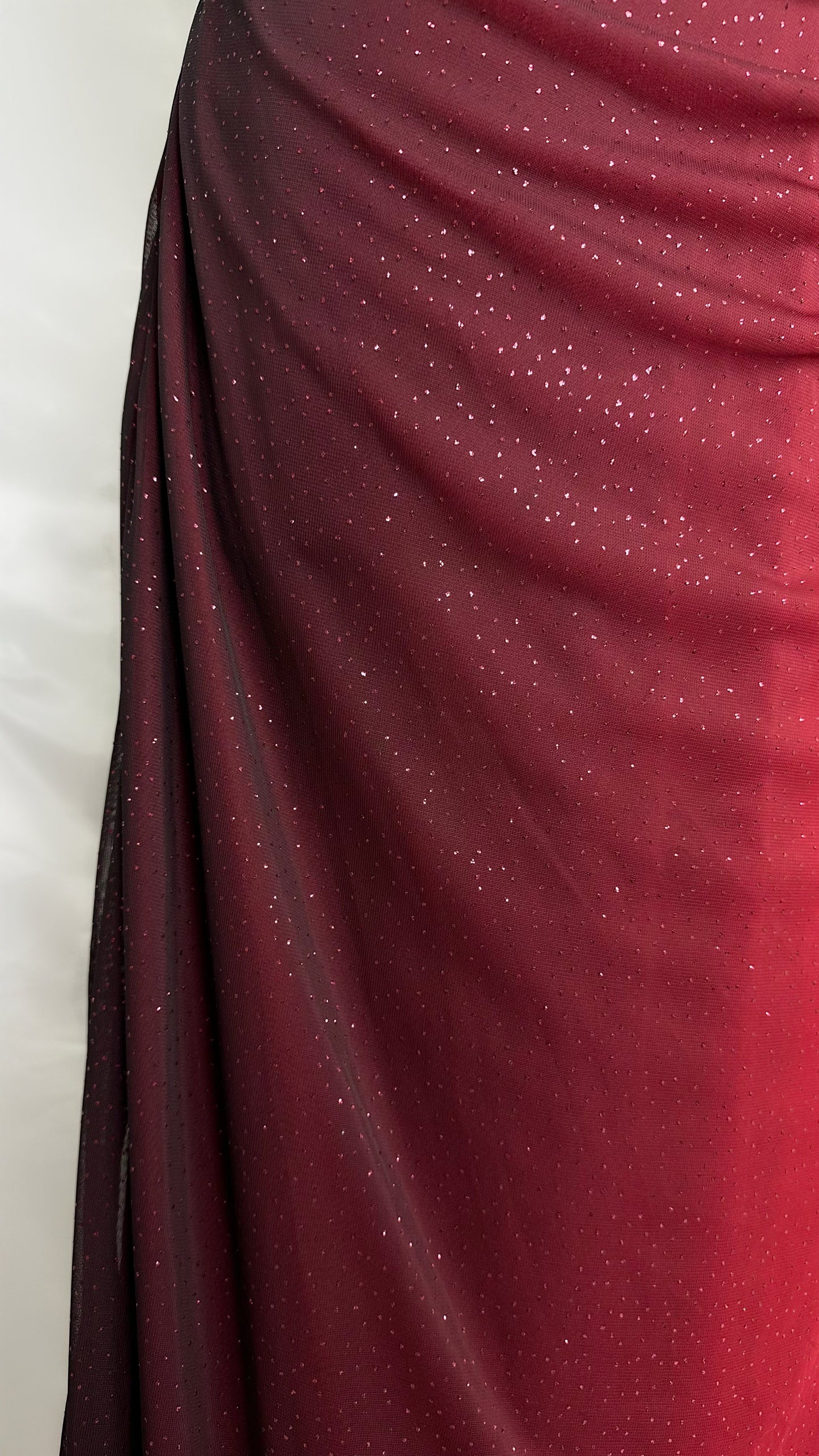 SHIMMERING GARNET OMBRÉ HALTER NECK MAXI DRESS