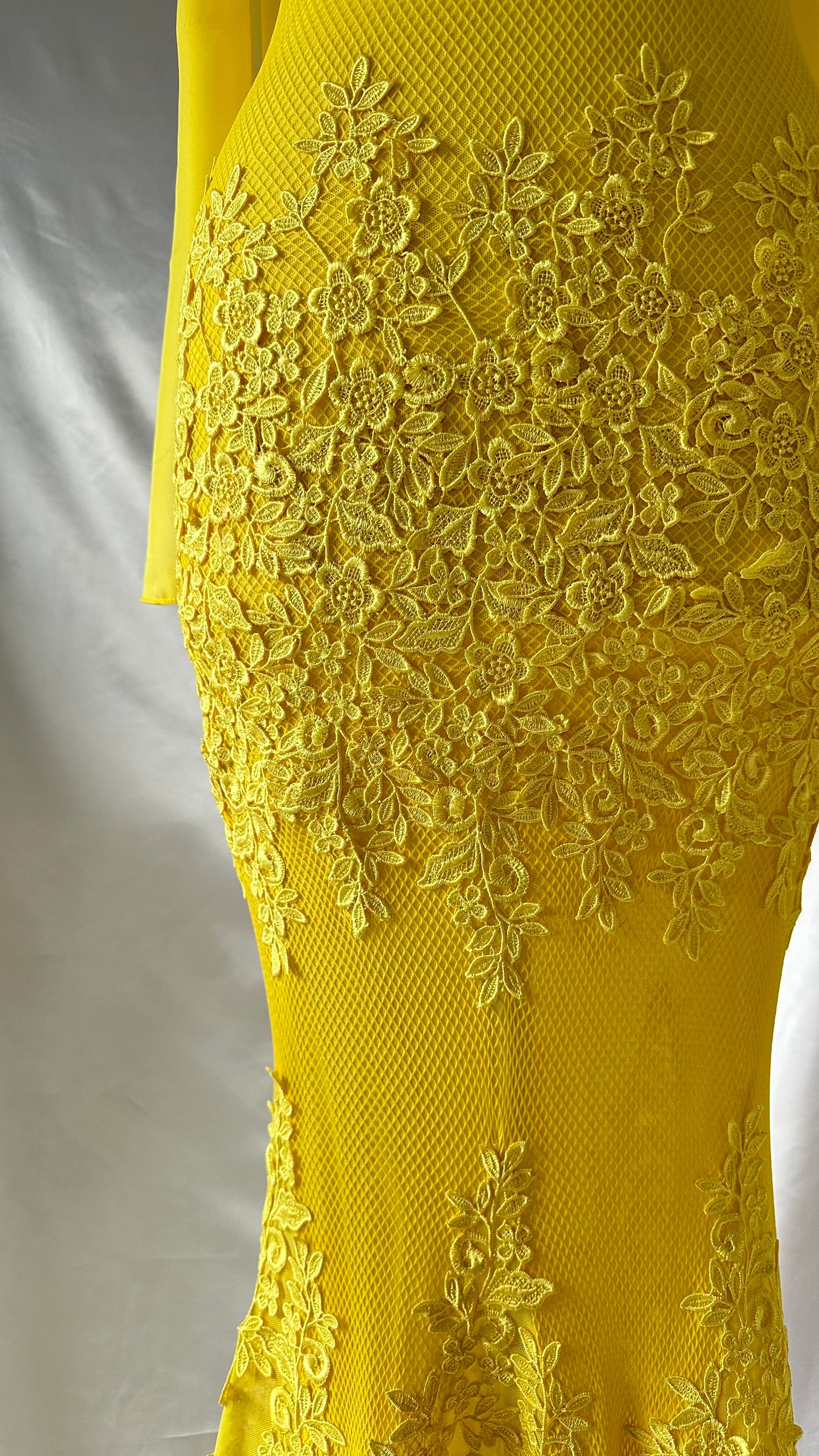Gorgeous Dandelion Blossom Vintage Floral Embroidered Backless Gown Set