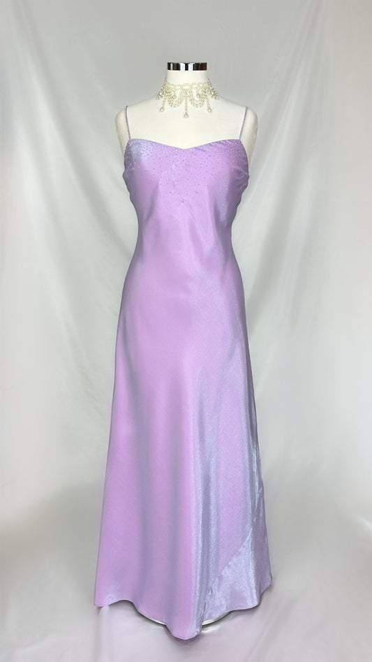 LILAC SHIMMER IRIDESCENT BEADED MAXI DRESS