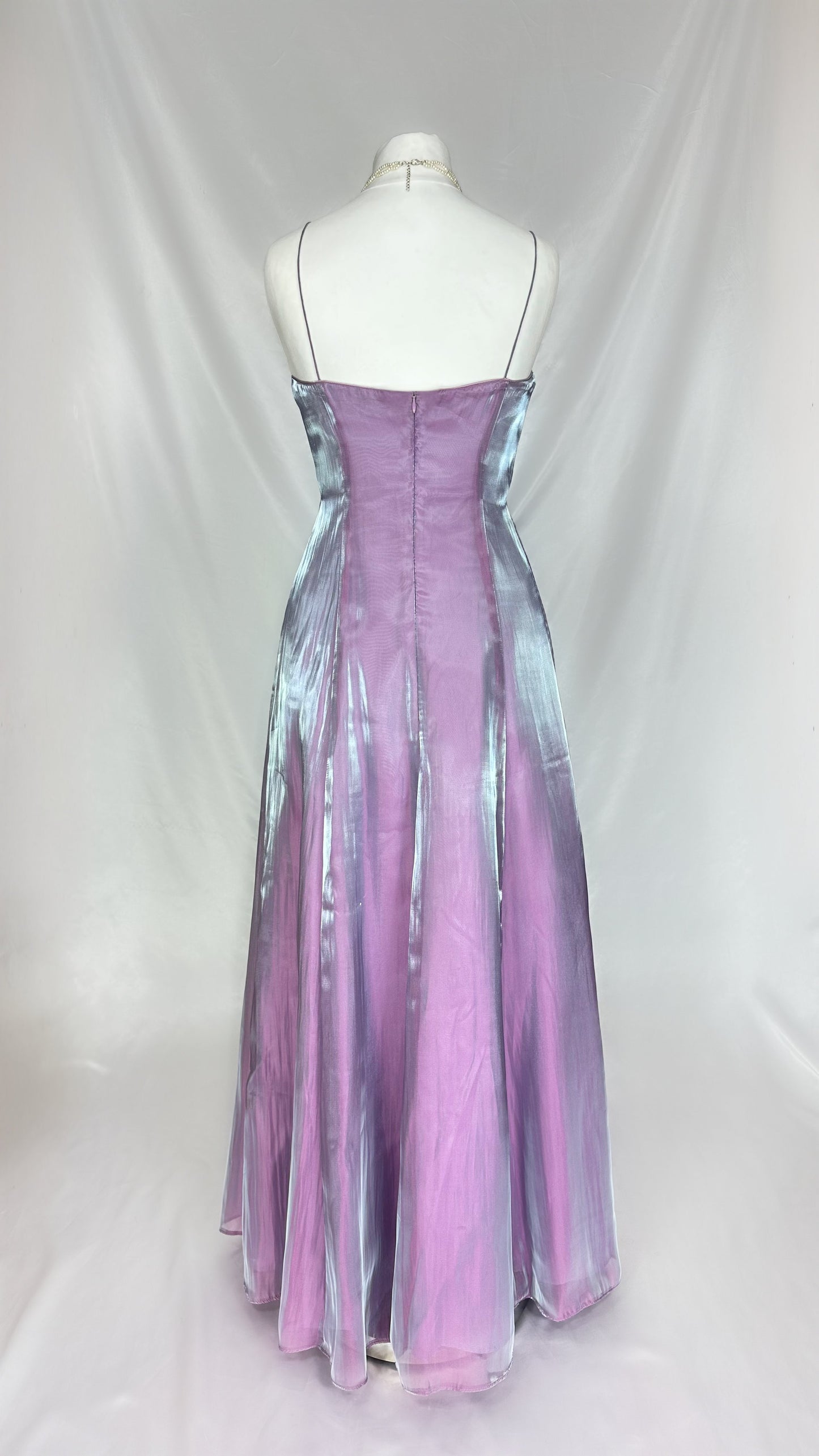 LILAC AURA IRIDESCENT ROSE MAXI DRESS