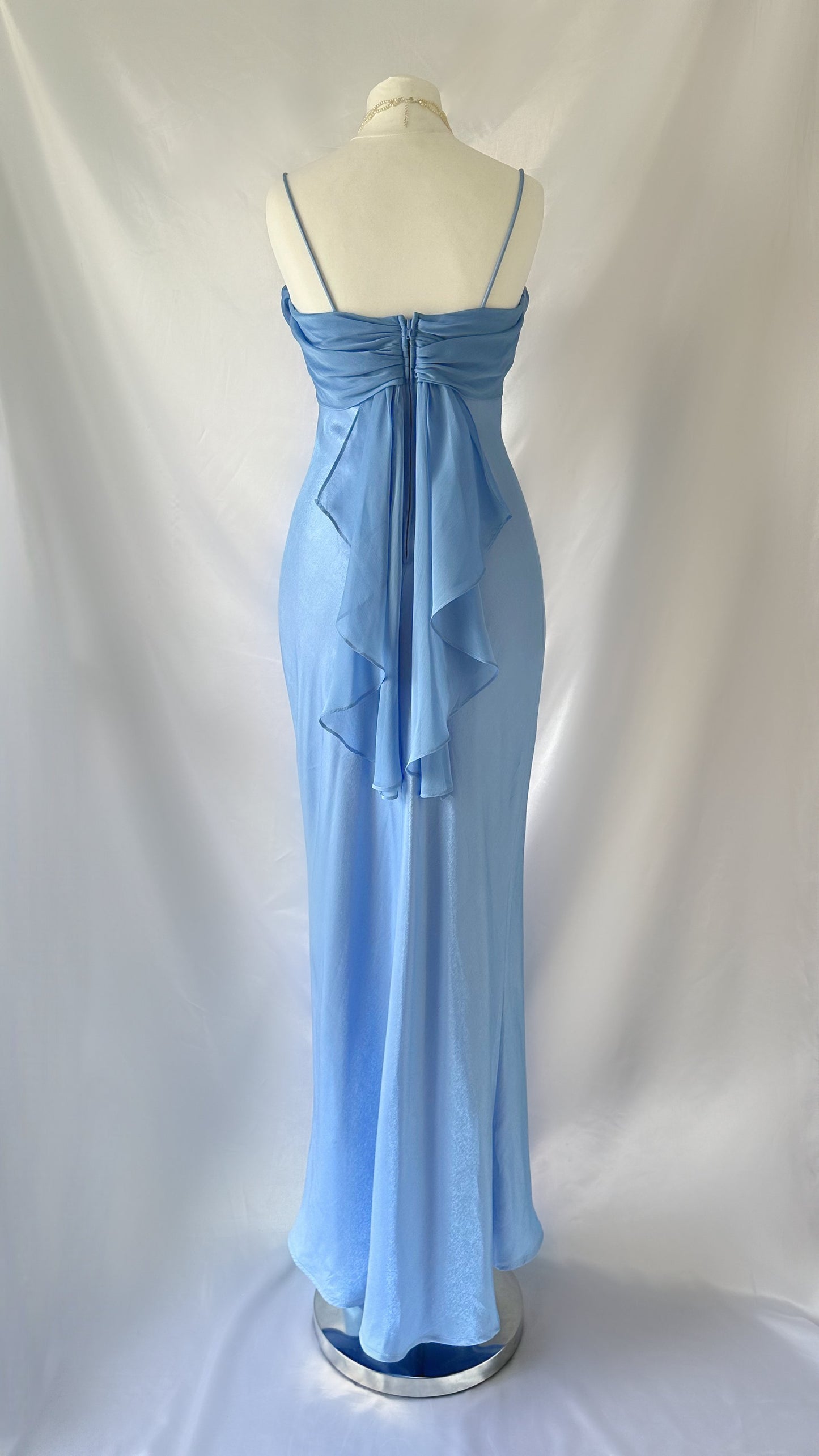 Ice Princess Vintage 90s Baby Blue Iridescent Mesh Gown