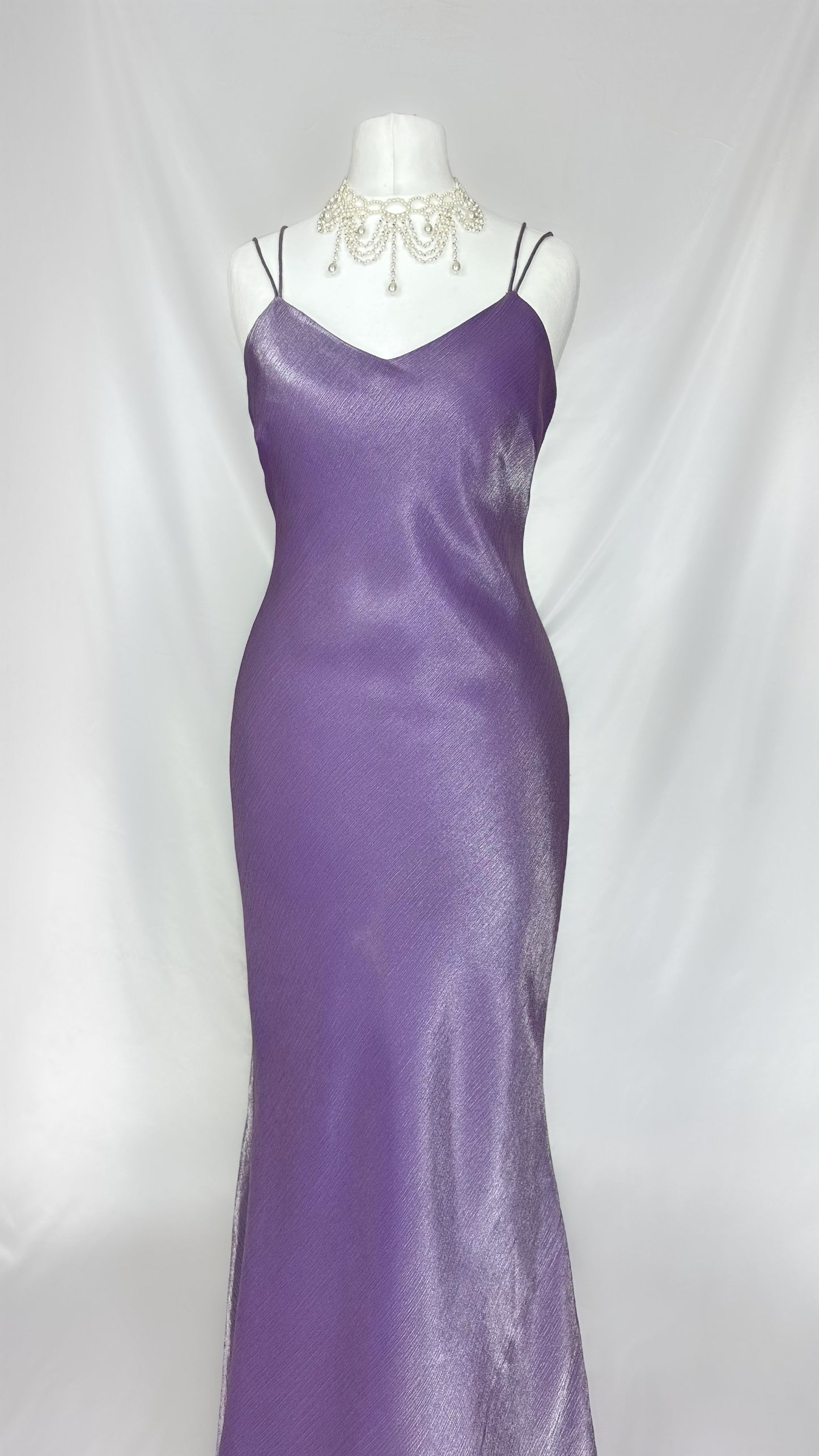 PURPLE STARDUST IRIDESCENT MAXI SLIP DRESS