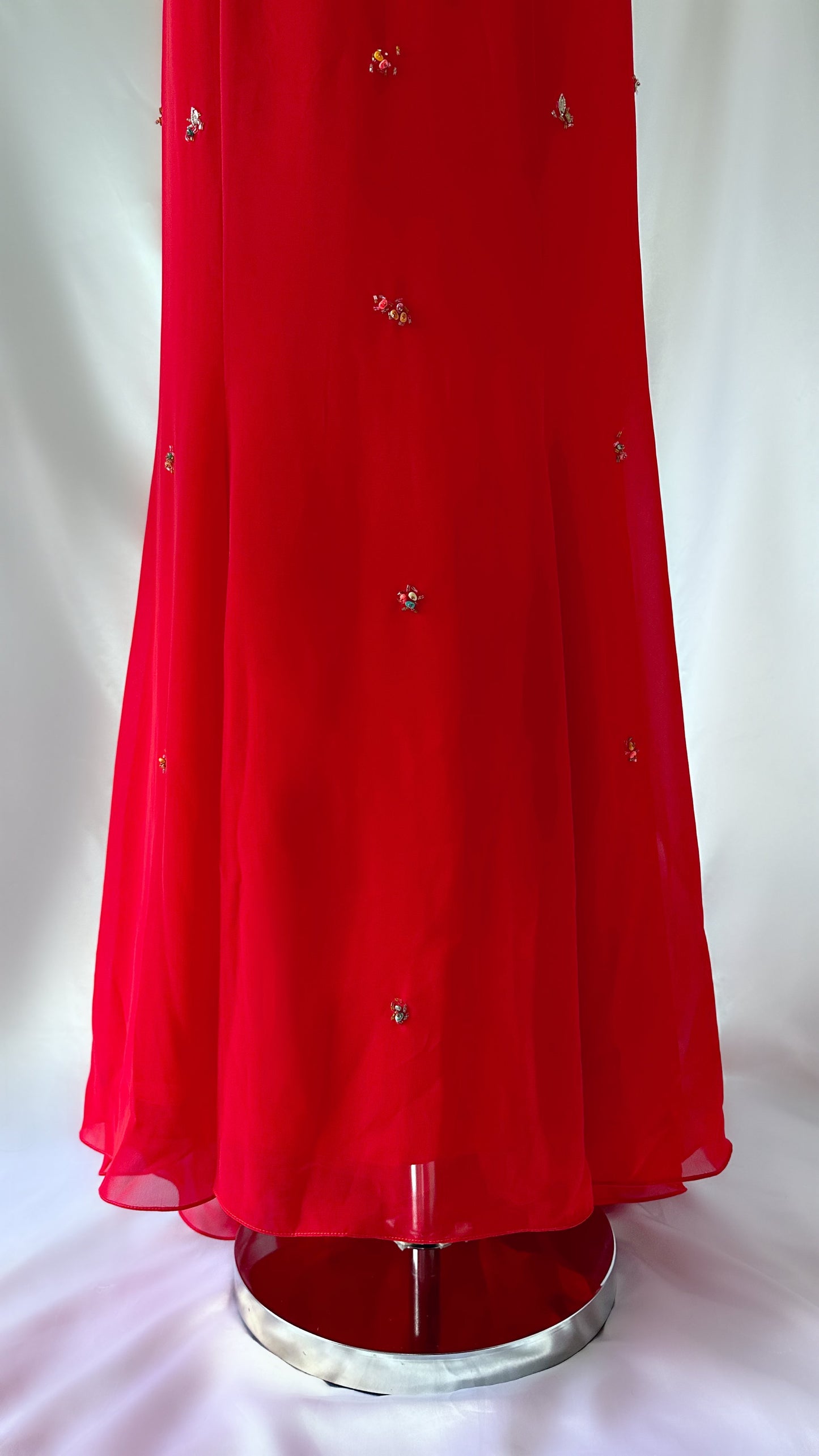 Eye Catching Vintage 90s Vixen Cherry Red Low V-cut Gown