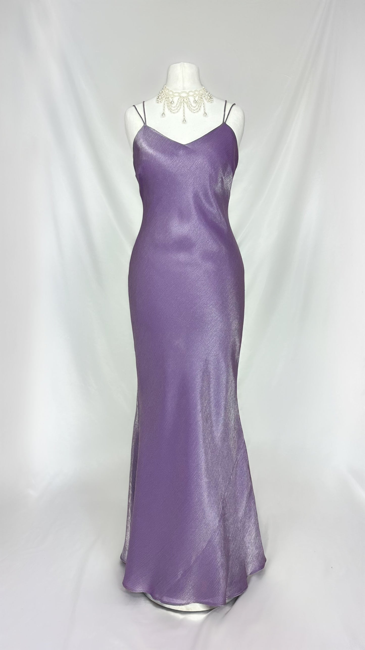 PURPLE STARDUST IRIDESCENT MAXI SLIP DRESS