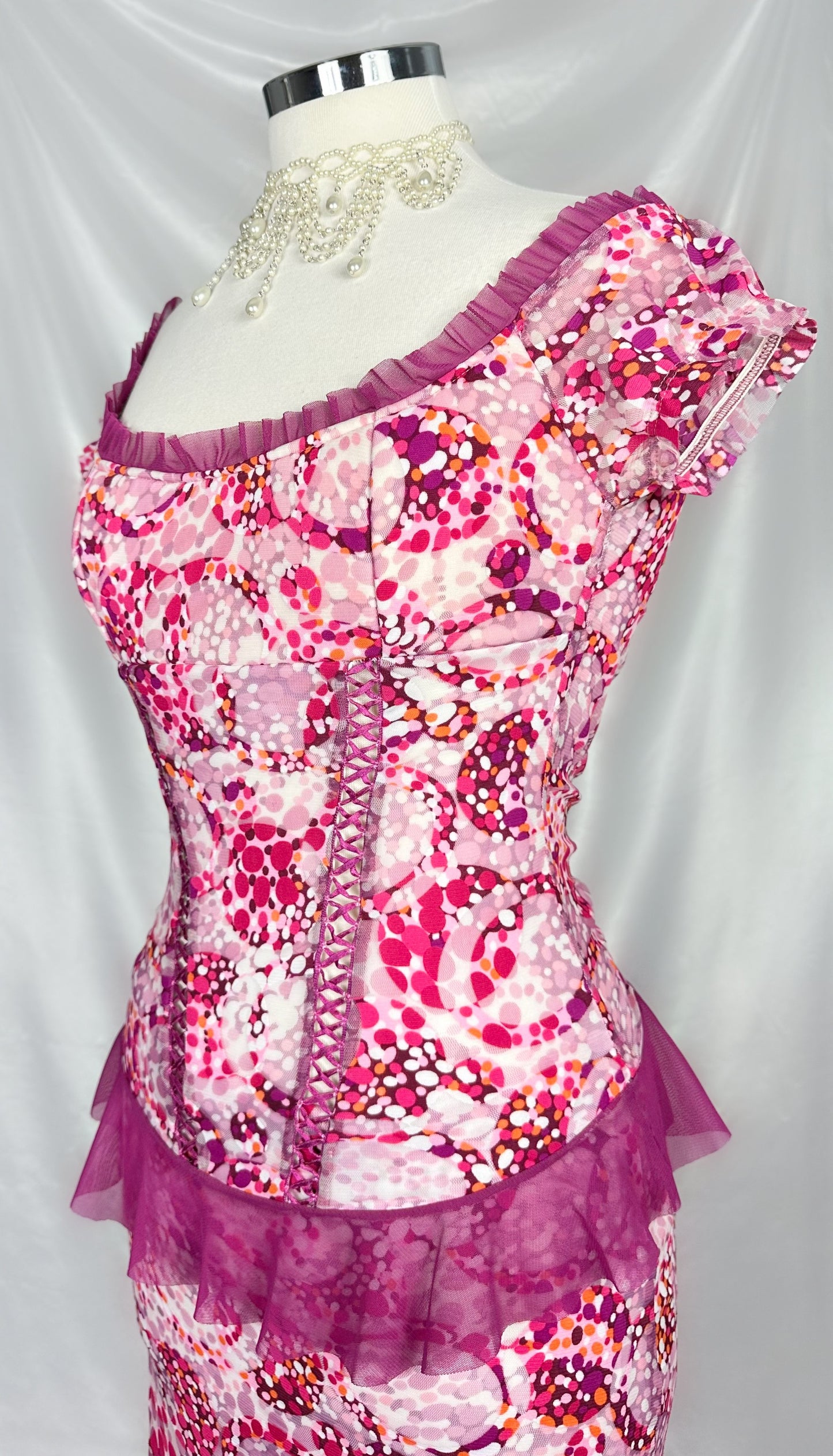 FUCHSIA FLOWER POP CORSET TOP & MIDAXI SKIRT SET