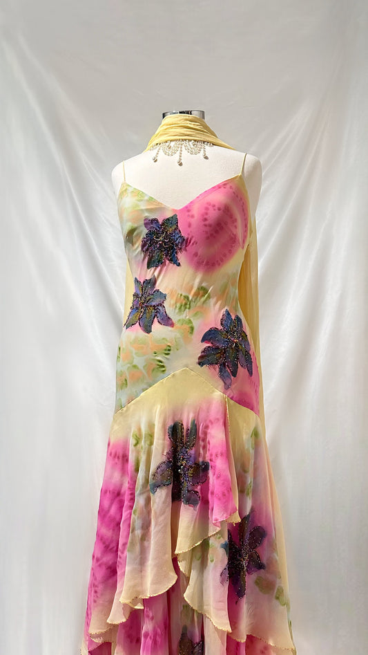 ETHEREAL PASTEL FAIRY SILK GOWN & SCARF SET