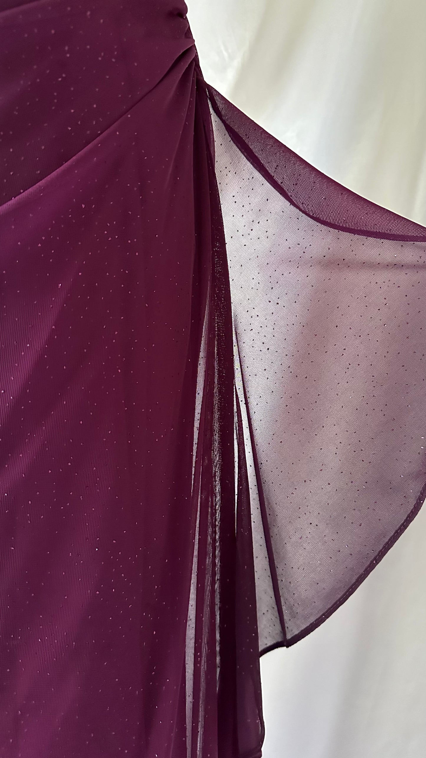 Shimmery Vintage 00s Purple Ombré One Shoulder Maxi Dress